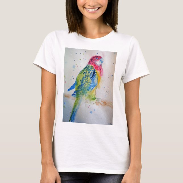 Rosella Parrot Watercolor art T Shirt (Vorderseite)