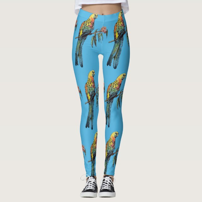 Rosella Parrot Watercolor Leggings (Vorderseite)