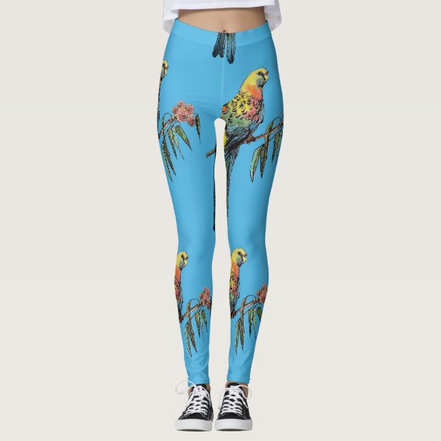 Rosella Parrot Watercolor Leggings (Vorderseite)