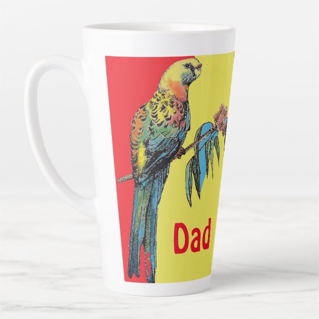 Rosella Parrot Watercolor Vater Name Coffee M Milchtasse (Links)