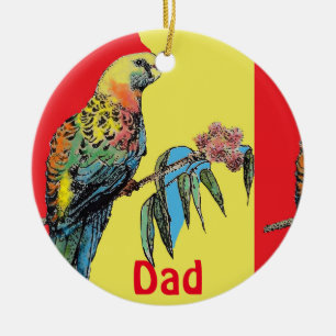 Rosella Parrot Watercolor Vater Name Ornament