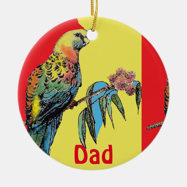 Rosella Parrot Watercolor Vater Name Ornament (Vorne)