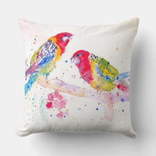 Rosella Roter Papagei Wasserfarbenmalerei Kissen