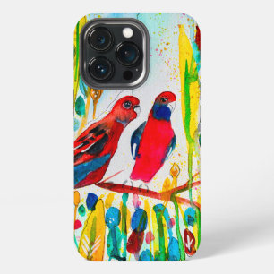 Rosella-Vögel im Baum Aquarell-Kunst iPhone 13 Pro Hülle