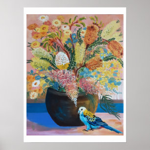 Rosella & Wildblumen Poster