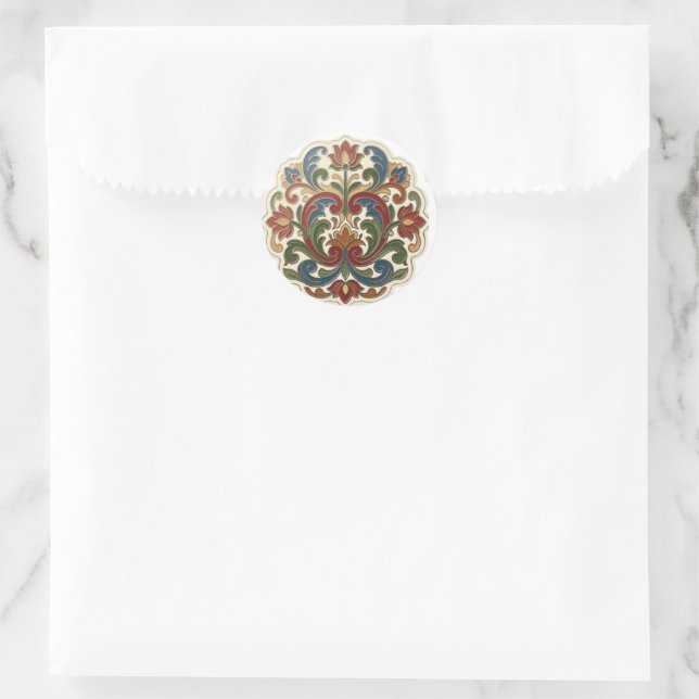 Rosemaling-Aufkleber Runder Aufkleber (Tasche)