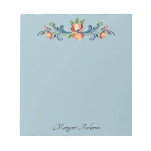Rosemaling Blue und Red Notizblock