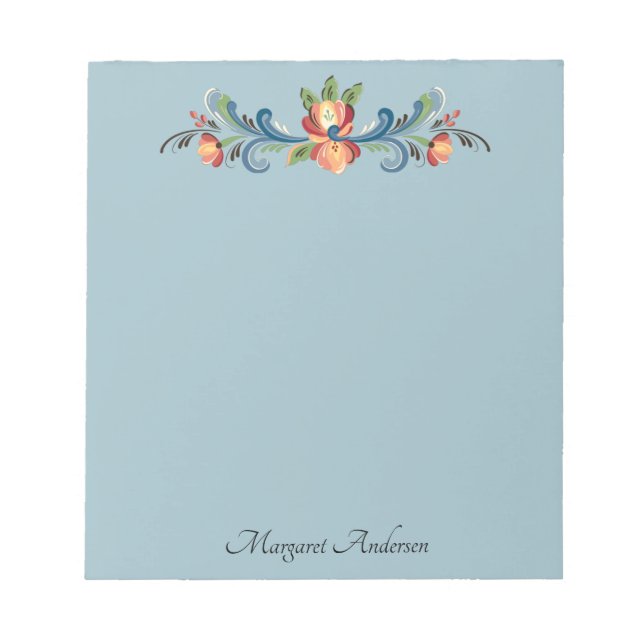 Rosemaling Blue und Red Notizblock (Vorderseite)