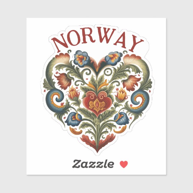Rosemaling Folk Art Heart Sticker (Blatt)