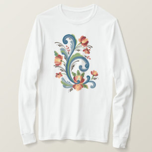 Rosemaling in Blue and Red T - Shirt