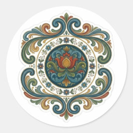 Rosemaling-Mandala-Aufkleber-Design Runder Aufkleber