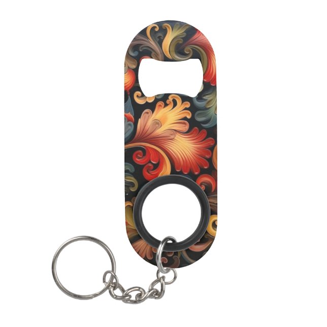 Rosemaling Modern 5 Mini Flaschenöffner (Vorderseite)