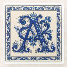 Rosemaling-Monogramm Preußischblau