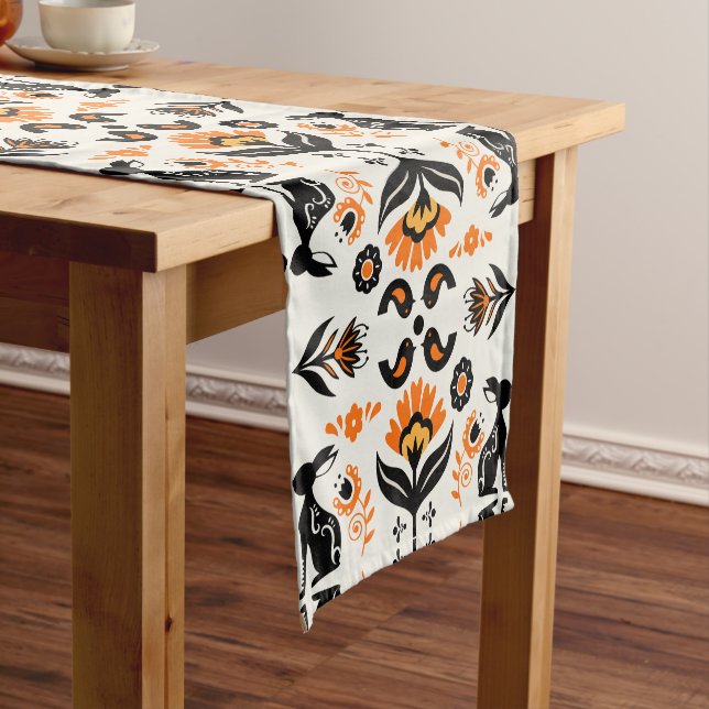 Rosemaling Norwegian Folk Art Kurzer Tischläufer (Beispiel)