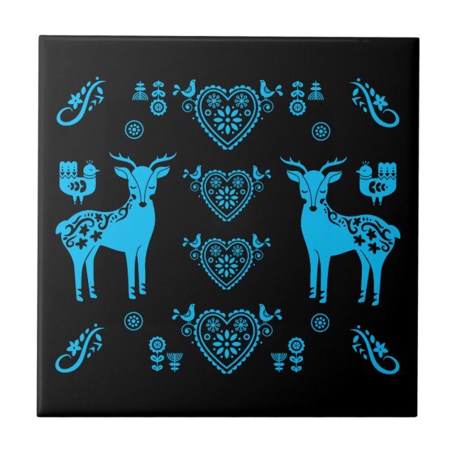 Rosemaling Norwegische Volkskunst Fliese (Vorderseite)