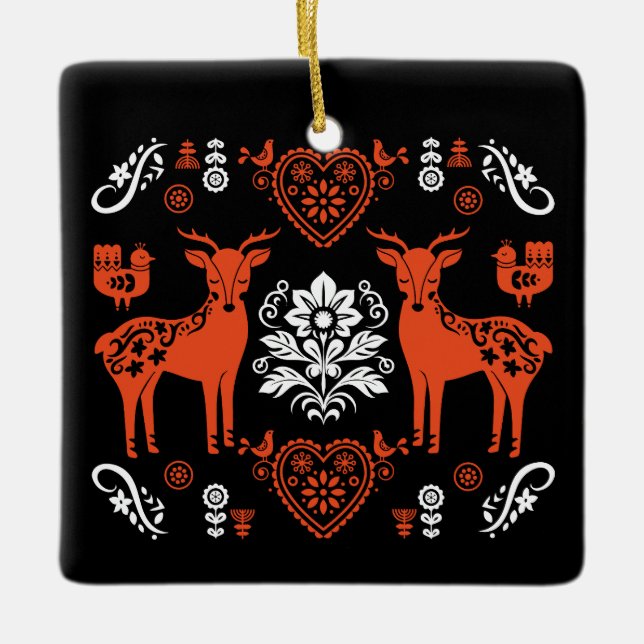 Rosemaling Norwegische Volkskunst Keramikornament (Vorderseite)