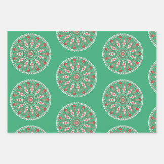 Rosemaling vintage ornaments mandala in teal  geschenkpapier set