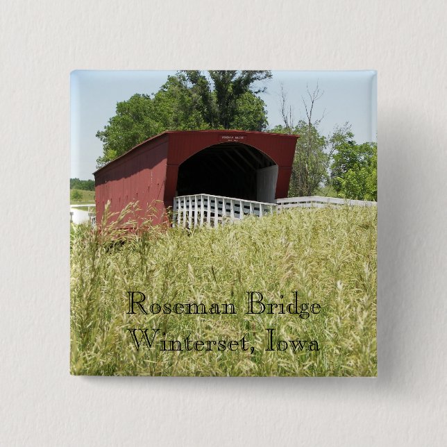 Roseman Brücke Winterset, Iowa Button (Vorderseite)