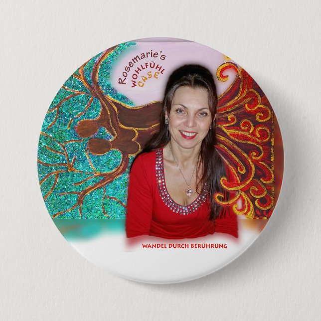 Rosemaries Wohlfühl Oase Stiftknopf 7.2cm rund3 Button (Vorderseite)