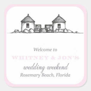 Rosemary Beach Welcome Label Quadratischer Aufkleber