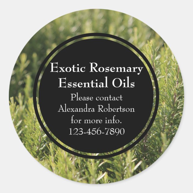 Rosemary Essential Oil Business-Flaschenetikett Runder Aufkleber (Vorderseite)
