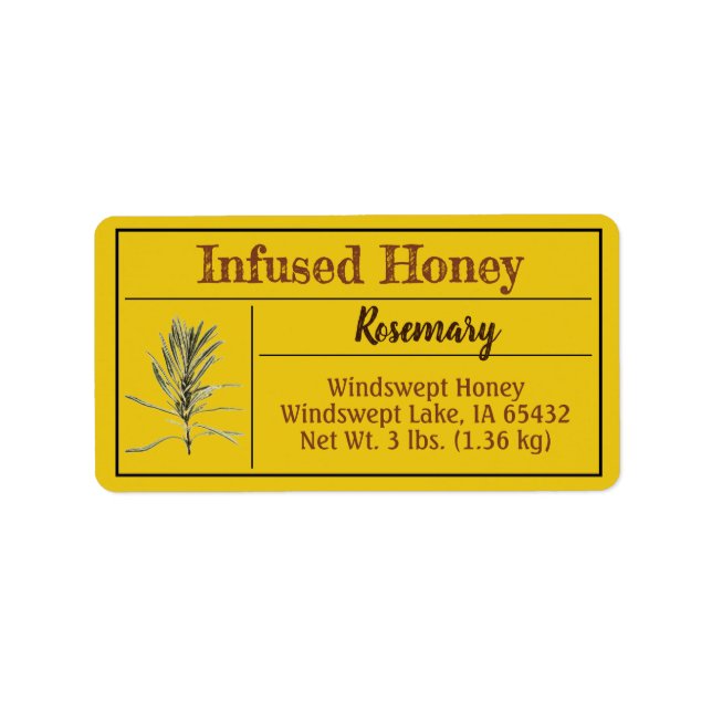 Rosemary Herb Infused Honey Jar Adressaufkleber (Vorne)