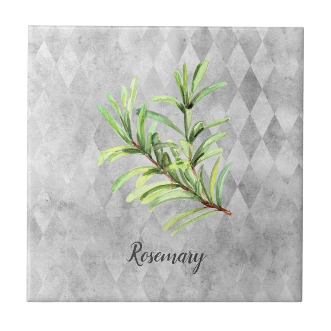 Rosemary Herb Watercolor Fliese (Vorderseite)