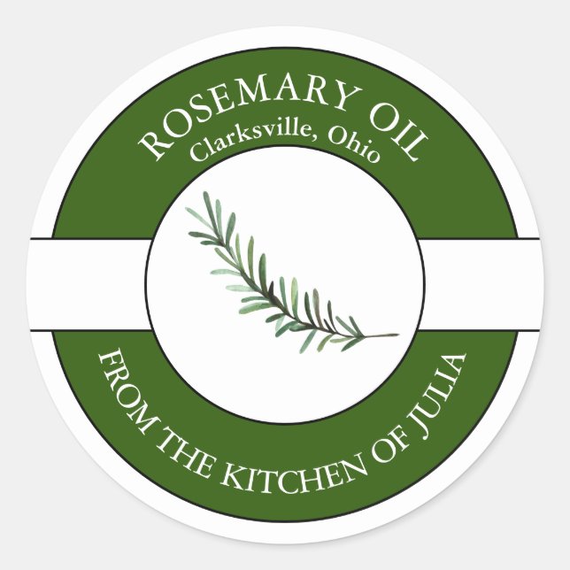 Rosemary Oil Label Runder Aufkleber (Vorderseite)
