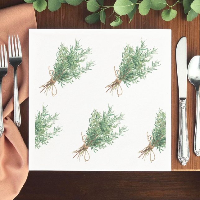 Rosemary Rustic Wedding Napkin Serviette (Von Creator hochgeladen)