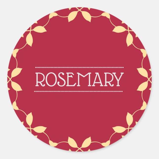 Rosemary Spice Jar Aufkleber Rot (Vorderseite)