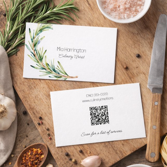 Rosemary Sprig with QR Code Visitenkarte (Von Creator hochgeladen)
