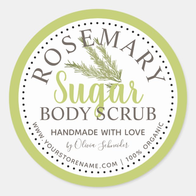 Rosemary Sugar Scrub Custom Runder Aufkleber (Vorderseite)