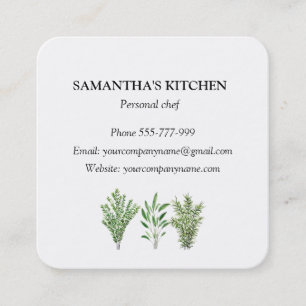Rosemary Thyme Sage Herbs Koch Pots Quadratische Visitenkarte