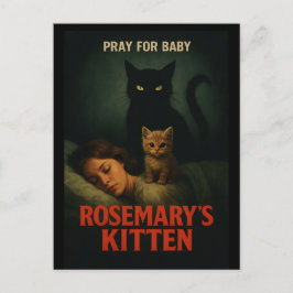 Rosemarys Kätzchen – Vintage-Horror-Katzenparodie Postkarte