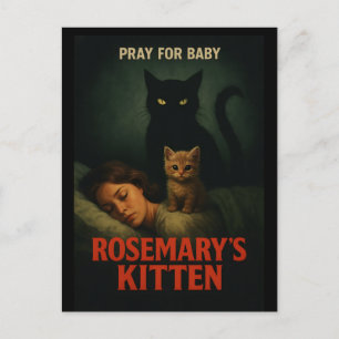 Rosemarys Kätzchen – Vintage-Horror-Katzenparodie Postkarte
