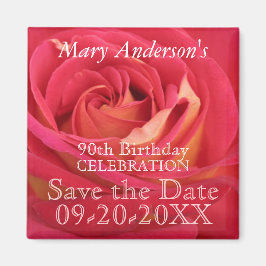 Rosen-90. Geburtstag feiern Save the Date Magneten Magnet