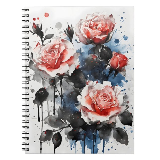 Rosen - Aquarellblumen Notizblock (Vorderseite)