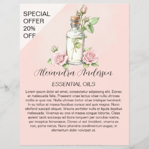 Rosen-Ätherische-Öle-Aquarell-Blumenflasche Flyer