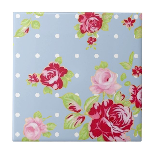 Rosen auf blauer Fliese (Vorderseite)