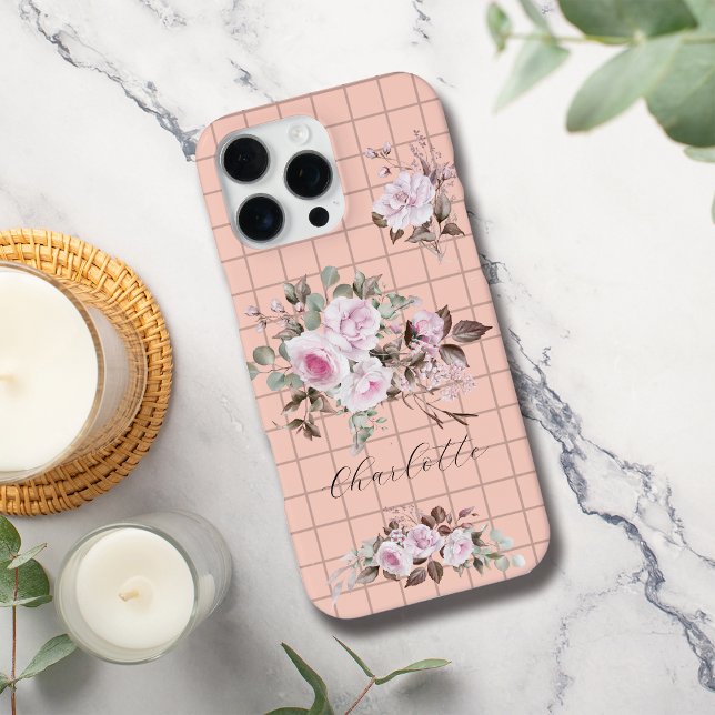Rosen auf Gitternetz Personalisierter Name Iphone- iPhone Hülle (Von Creator hochgeladen)
