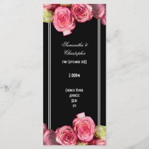 Rosen auf Hochzeitsprogramm der schwarzen Kirche Programm