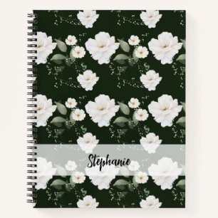 Rosen auf schwarzem Hintergrund Blumen Spiralblock Notizbuch