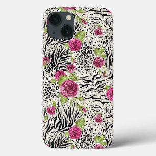 Rosen auf Tiermuster Case-Mate iPhone Hülle