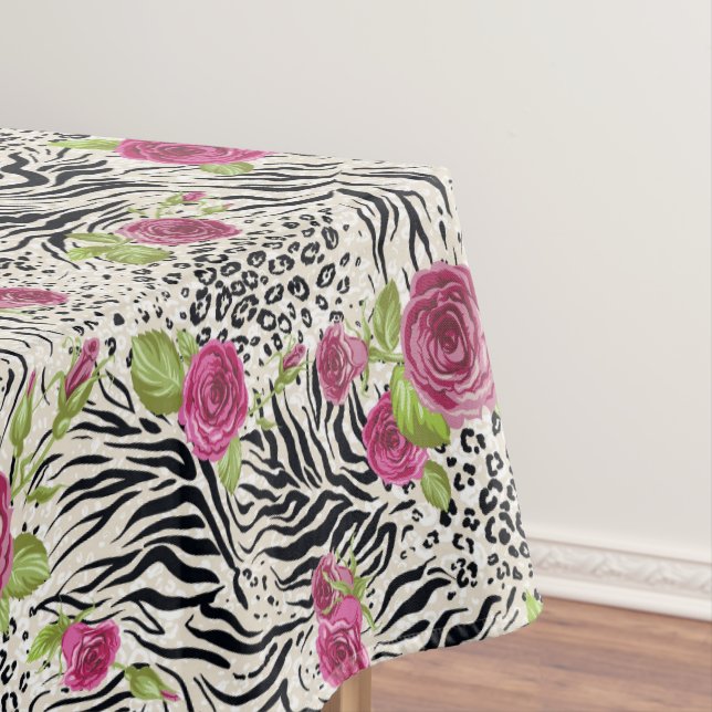 Rosen auf Tiermuster Tischdecke (Beispiel)