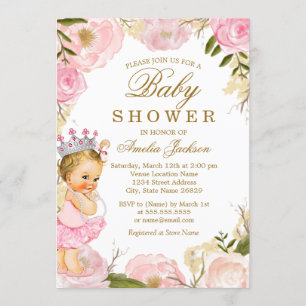 Rosen-Baby-Prinzessin It ist ein Mädchen, Baby-, Einladung