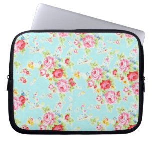 Rosen-Blumen Chic der Vintagen BlumenRosen blauer Laptopschutzhülle