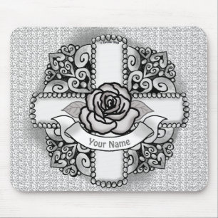 Rosen-Blumen-Filigran-Christen-Kreuz Mousepad
