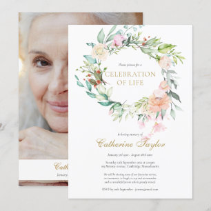 Rosen-Blumen-Foto-Feier des Lebens Bestattung Einladung