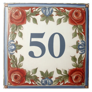 Rosen-Blumen-Haus-Türnummernschild-Schild-Plakette Fliese