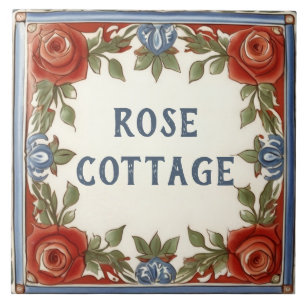Rosen-Blumen-Hausname Schild Namensschild Fliese